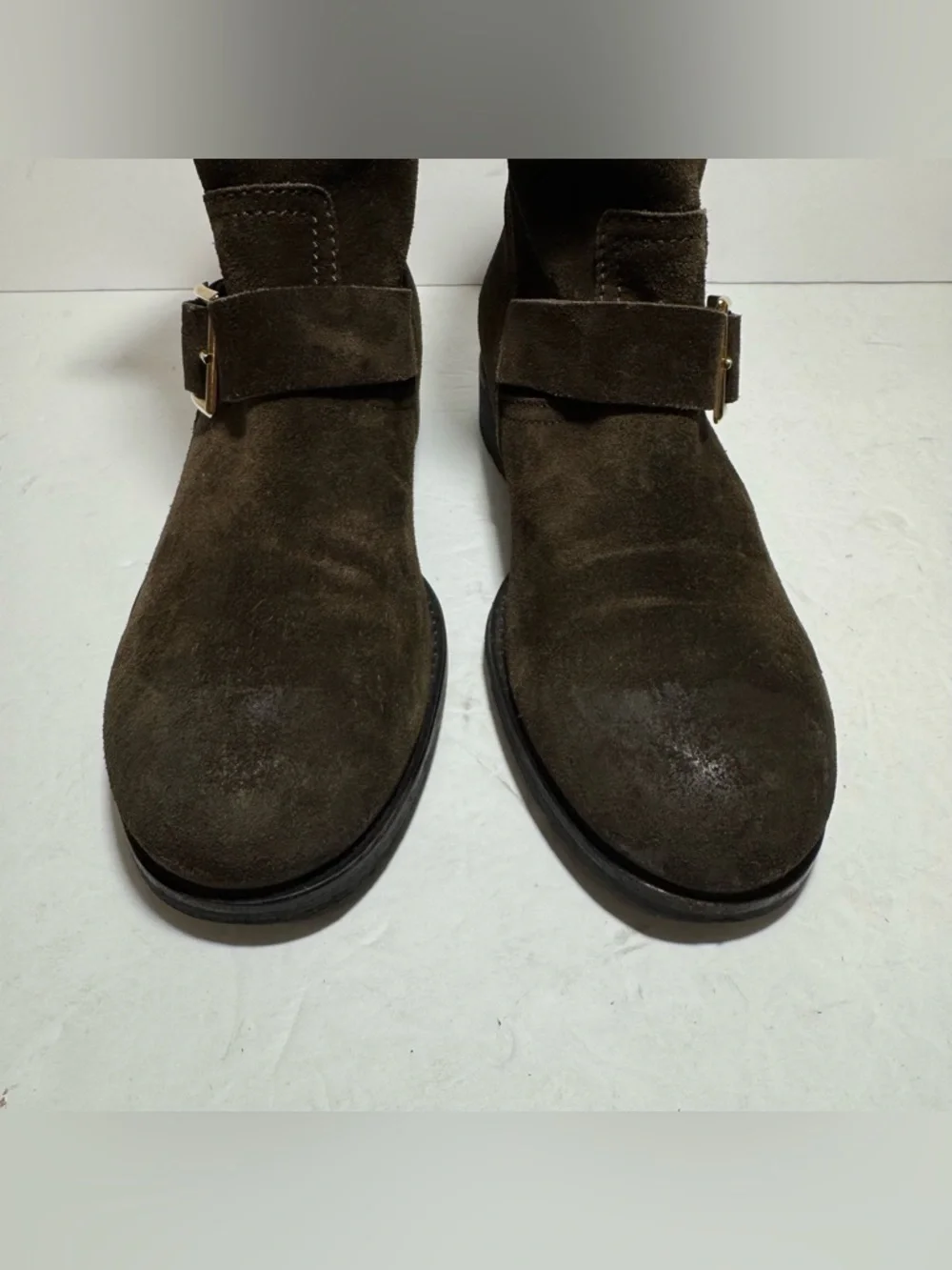 JIMMY CHOO YOUTH Brown Suede
Buckled Biker Combat Boots Size 381/2 - Picture 4 of 16